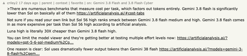 Hacker News 上 criley2 质疑每任务成本比较的评论