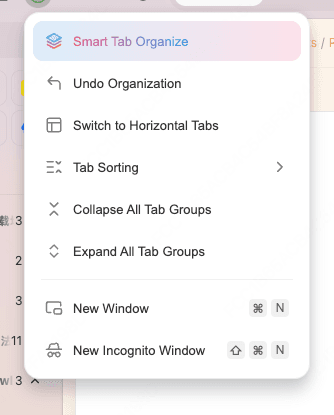 Tabbit Smart Tab Organization Menu