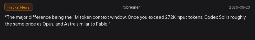 Comentario de rgbrenner en Hacker News sobre el umbral de precios de 272K tokens
