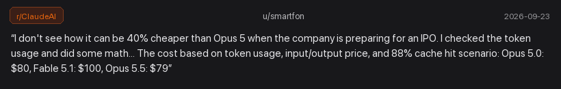 Comentario de u/smartfon en Reddit recalculando la afirmación del 40% más barato