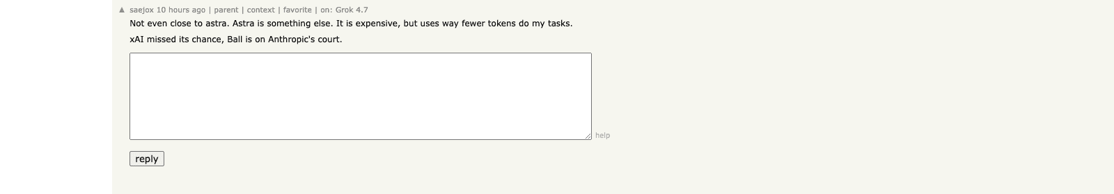 Hacker News 用户 saejox 的评论,认为 Astra 虽然更贵,但完成任务用的 token 更少