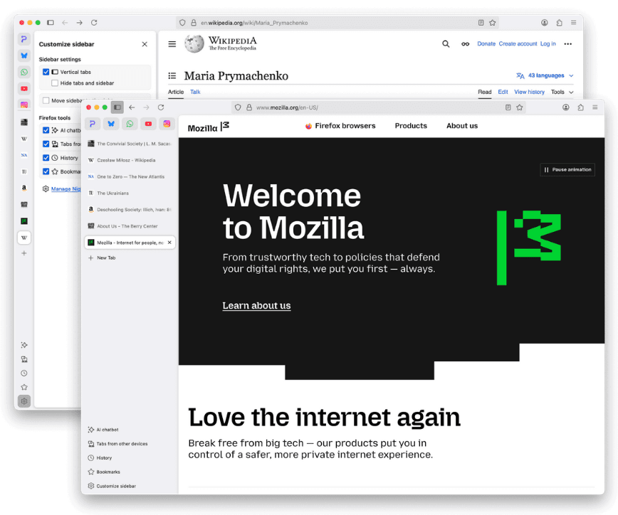 Firefox 窗口左侧显示垂直标签栏
