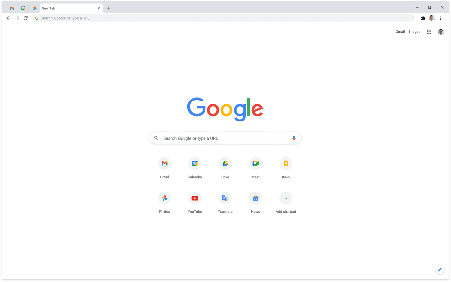 Nueva pestaña de Chrome con búsqueda de Google y accesos a aplicaciones