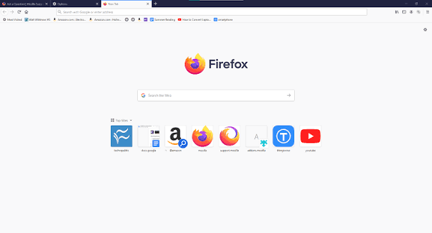 Nueva pestaña de Firefox con búsqueda y sitios frecuentes